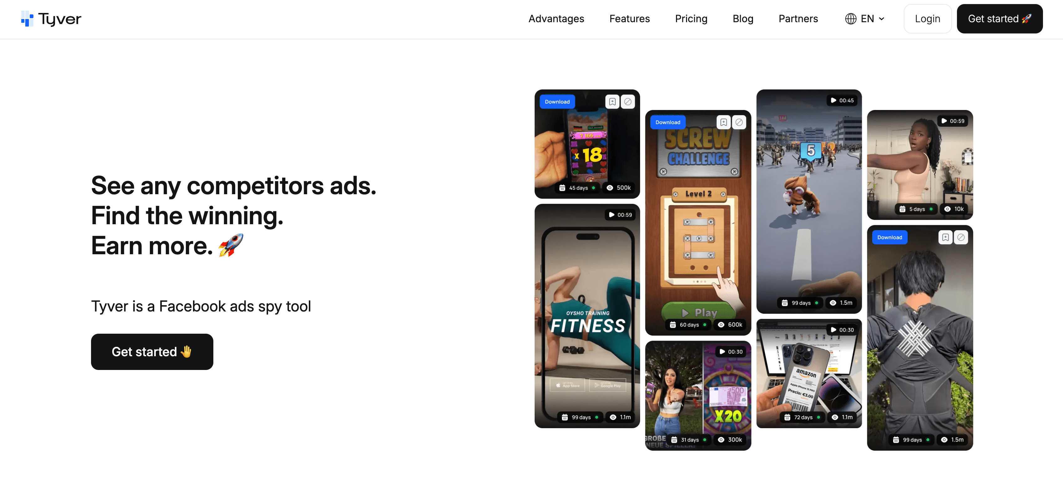 Tyver Platform - See any competitors ads, find the winning, earn more