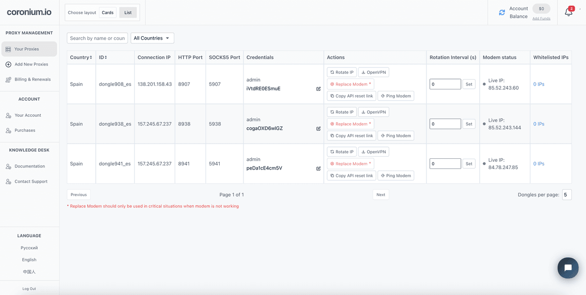 Instagram Proxy Dashboard