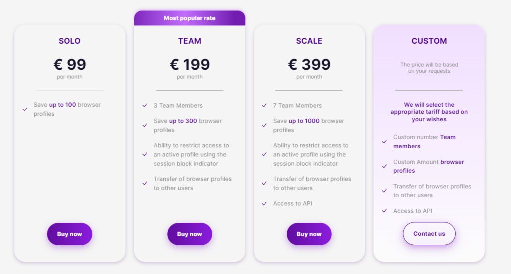 Indigo Browser Pricing Options